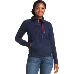 Ariat Team Logo Full Zip Ladies Sweatshirt - Team Navy