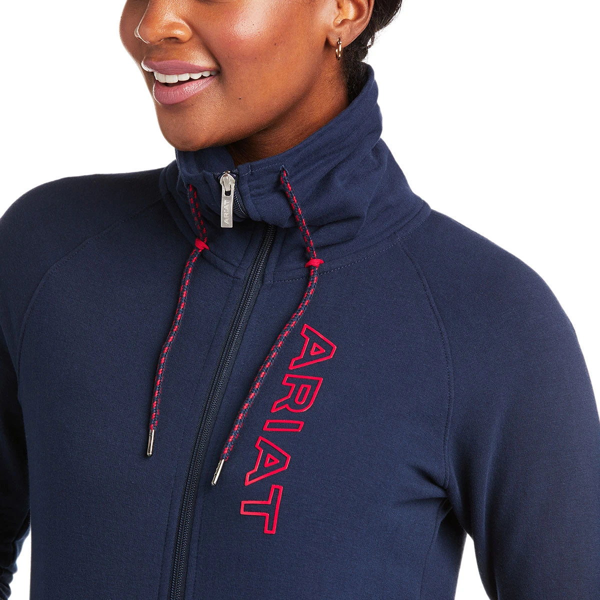 Ariat Team Logo Full Zip Ladies Sweatshirt - Team Navy - Image 2