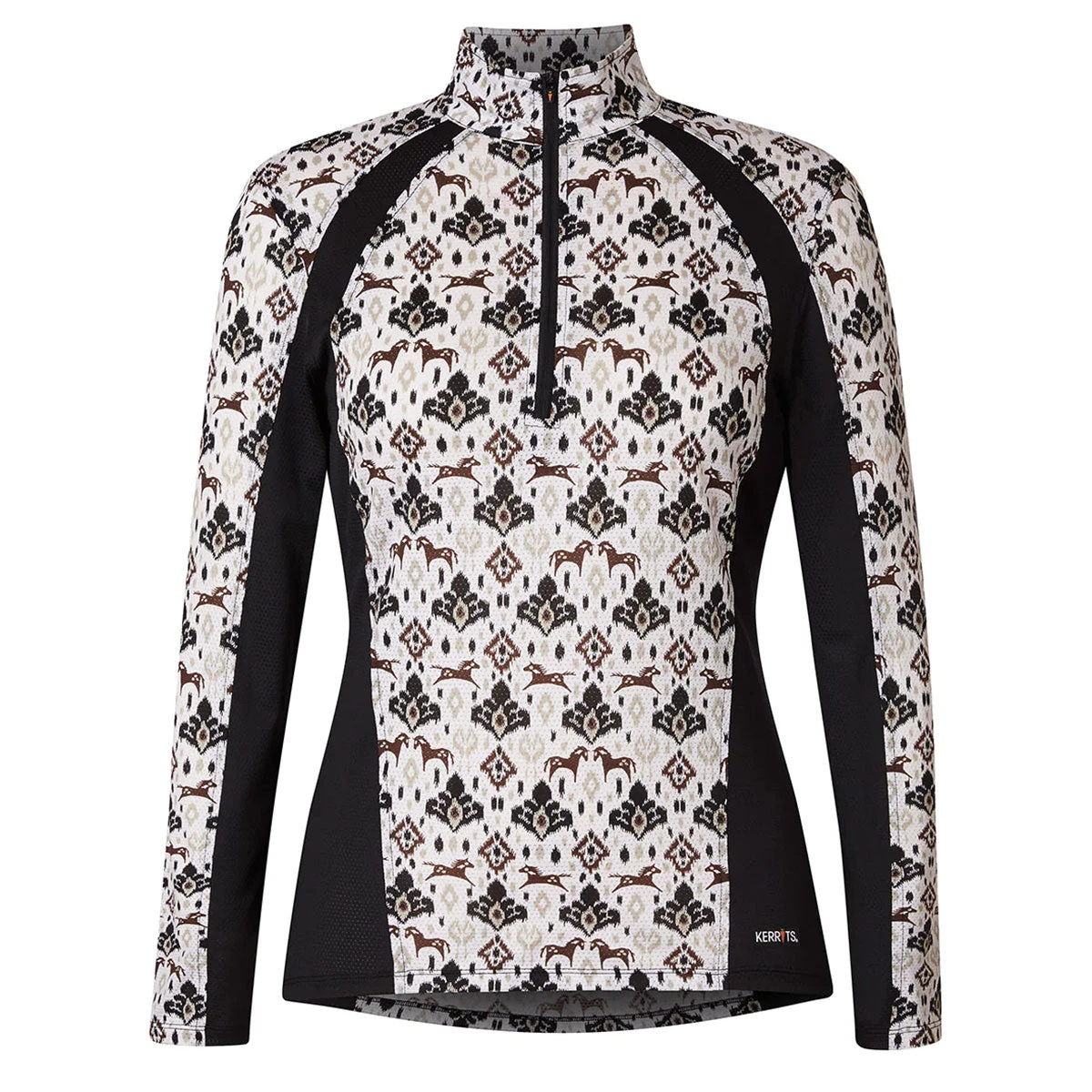 Kerrits Always Cool Ice Fil Long Sleeve Ladies Quarter Zip - Painted Horse