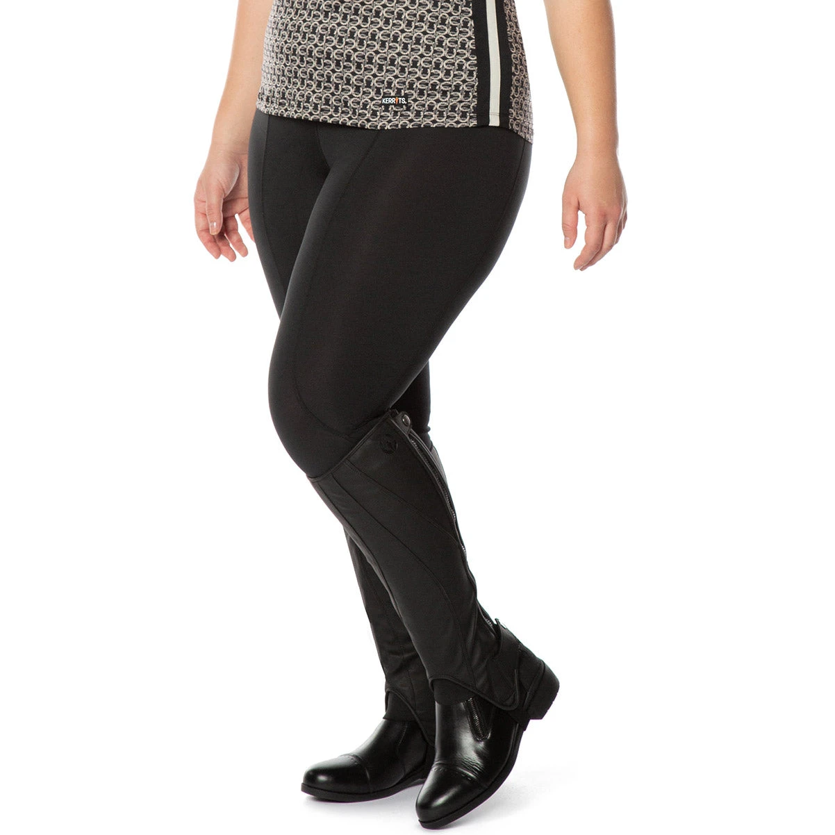Kerrits Flow Rise Performance Knee Patch Ladies Tight - Black - Image 5